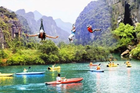 Tour động Phong Nha – Kayal sông Chày, Hang Tối – Đu Zipline tắm sông